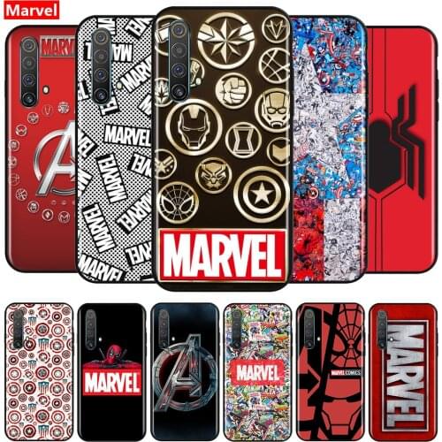 Marvel Logo Fashion For OPPO Reno A 2 3 4 5 Z ACE Z/F/SE/Lite 10 X ZOOM 5 PRO Plus Pro (4G/5G) Black Silicone Soft Phone Case