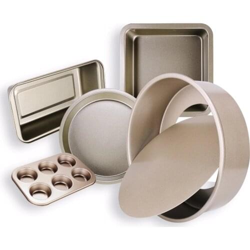 Nonstick Bakeware Set 5-Pieces Carbon Steel Metal Including Springform Pan Muffin Pans Square Baking Pan Pizza Tray Loaf Pan