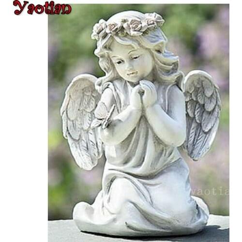 5D Diy Diamond Painting Full Square Drill Angel Statue Pattern Girl Cross Stitch Kit Diamond Embroidery Round Mosaic decoration