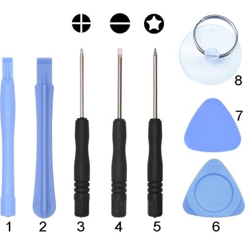8 in 1 Opening Tools Kit Black Mini Screwdriver Set for iPhone DIY RepairTool 1000sets/lot