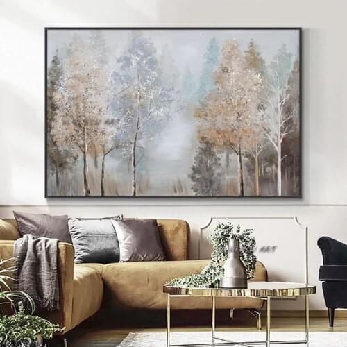New Decorative Abstract Autumn Trees Oil Painting 100 Handmade On Canvas Wall Art Pictures For Living