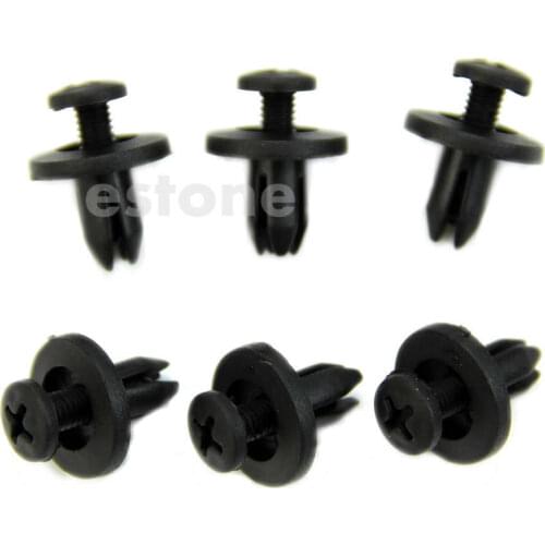 New Car Bumper 6mm Hole Black Plastic Rivets Fasteners for toyota 10Pcs E7CA