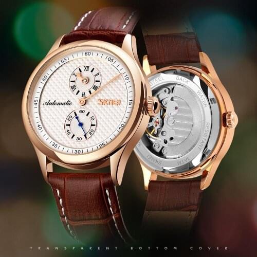 New SKMEI Automatic Watches Watch Men Creative Hollow Dial Automatic Mens Wristwatches Mechanical Male Hour Clock reloj hombre