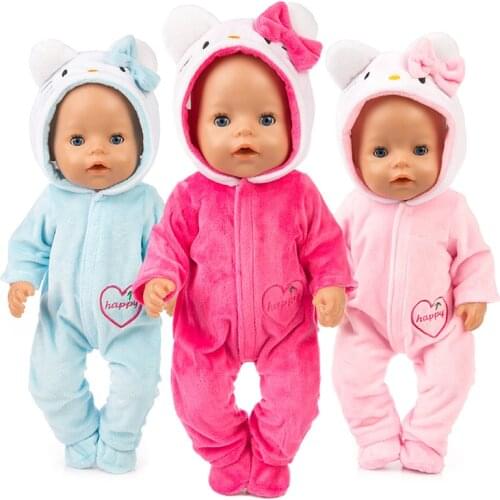 Baby new born doll clothes 18 inches blue and pink red Baby clothes kitties unicorns dolls presents for children christmas gift