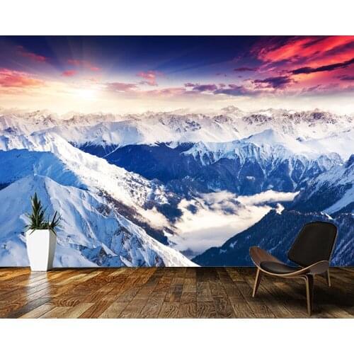Papel de parede Snow mountain under beautiful sky 3d wallpaper,living room tv wall bedroom kitchen wall papers home decor mural