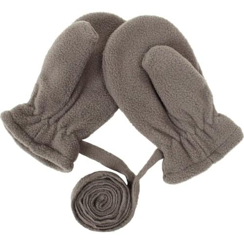 New Autumn Winter Childrens Gloves Outdoor Cold Proof Warm Fleece Gloves with Rope Hanging Neck Mitten Kids 3 Sizes 1-4 Years