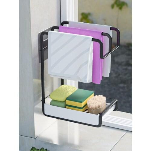 Dishcloth hanging shelf kitchen utensils drain sink storage towel dishwashing sink vegetable basin table windowsill shelf
