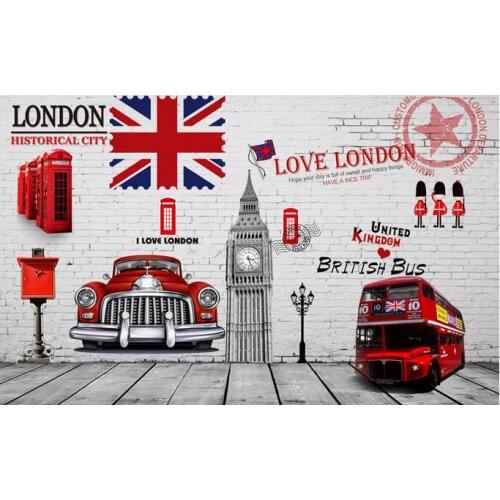 Custom 3d photo wallpaper 3d wall mural wallpaper British retro nostalgia Continental backdrop KTV Bar 3d living room wall decor