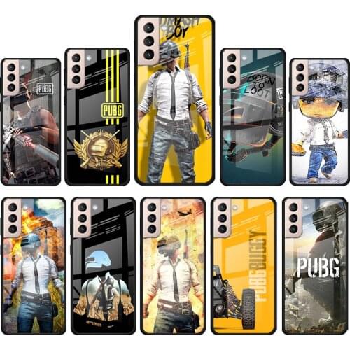 Hot Pubg Game for Samsung Galaxy S21 Ultra Plus A72 A52 4G 5G M51 M31 M21 Luxury Tempered Glass Phone Case Cover