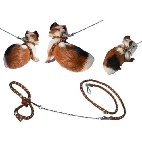 Printed Hamster Traction Rope Adjustable Strong Durable Chest Strap Pet Supplies Walking Leash For Small Animals And Guinea Pigs