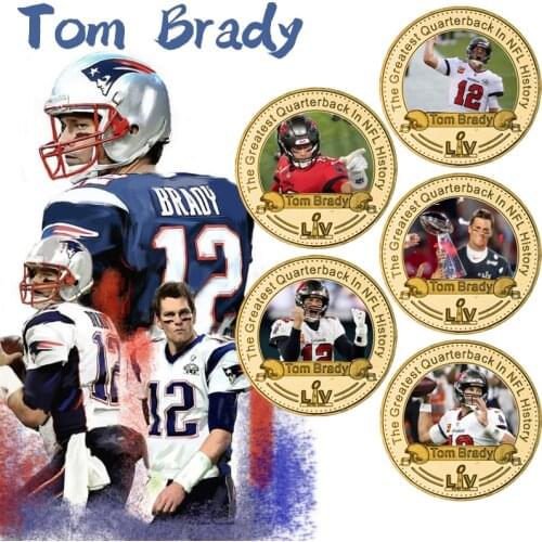 American Football Gold Plated Commemorative Coins The Greatest Quarterback Collectible Sports Challenge Coin Souvenir Gifts