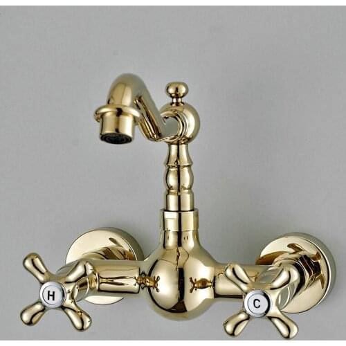 Reka gilded bathroom faucet into the wall basin full of hot and cold copper wash basin faucet