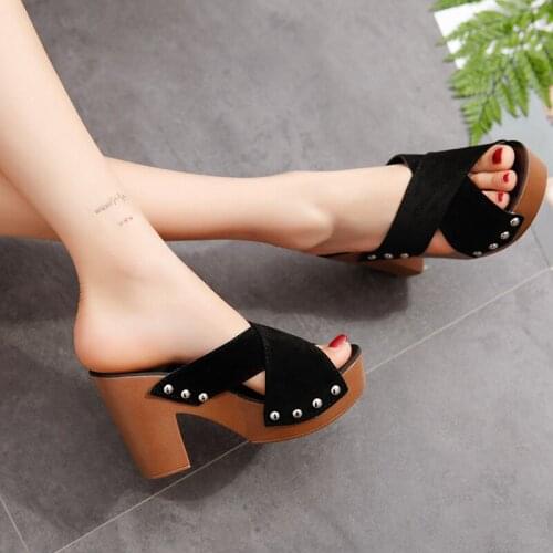 Summer Women Platform Flip Flop Shoes Wedge Heels Sandals Fashion Solid Female Cross Strap Chunky Heel Comfortable Sandals