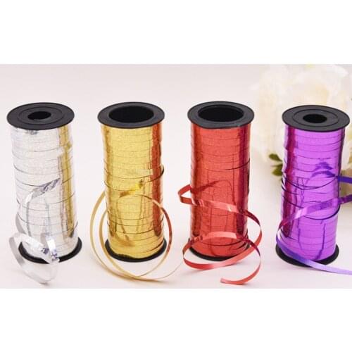 100yards 5mm Plastic Ribbon Ballon Tying Cords Twine Laser Gold Silver Balloon Rope Gift Bags Wrap for Birthday Party Decoration