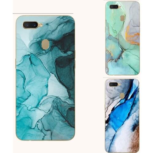 Geometric Marble silicone phone case For Oppo Joy 3 A83 A1 A3 A3s A5s A7 AX5 AX7 A5 A9 2020 Water color aesthetic phone case