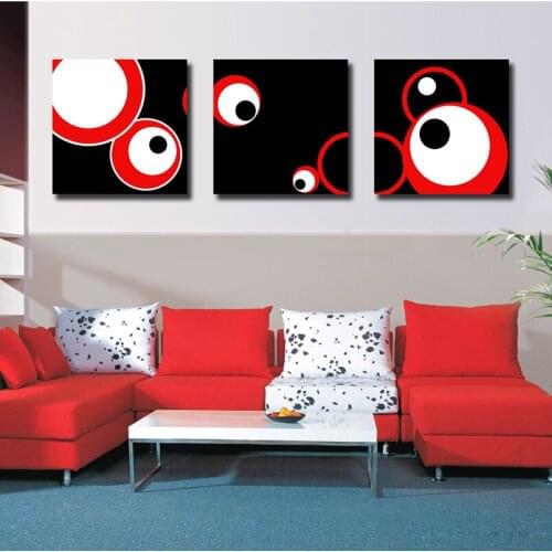 Modern abstract 3 Pieces Hot Sell Wall Painting black red and white Home Wall Art Picture Paint on Canvas Prints