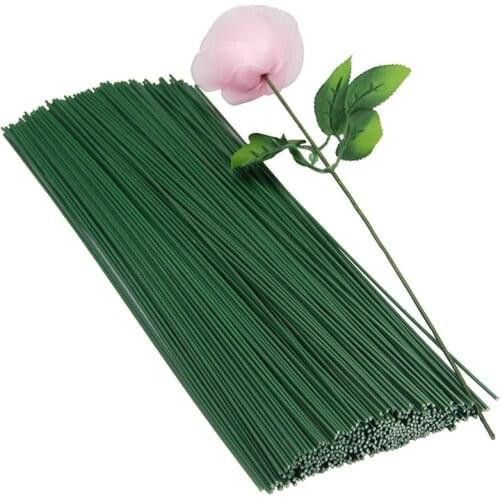 10pcs 20/40cm Artificial Flower Stem Iron Wire Stem DIY Paper Flower Stub Accessory Green Floral Tape Rose Stems Craft Decor