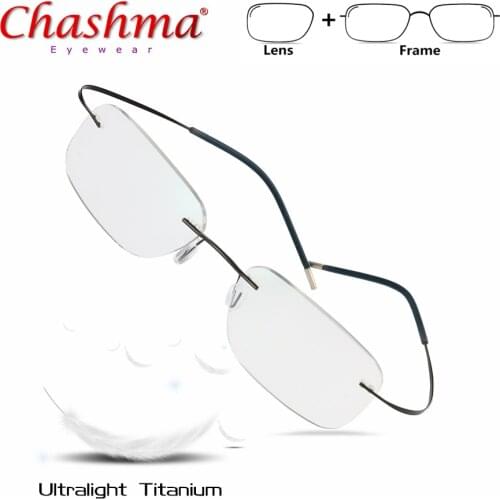 Titanium Prescription Glasses Men Women Rimless Glasses Frame with Lens Eyeglasses Ultralight glasses