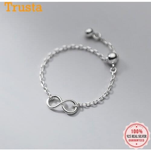 TrustDavis Real 925 Sterling Silver Fashion Sweet Infinite Beads Chain Ring Sizable For Women Wedding Party Fine Jewelry DA2019