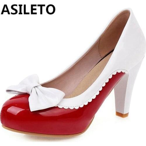ASILETO Sweet high heel shoes woman princess ruffle bow pumps thick heels platform shoes High Heels party Wedding Shoes S2180
