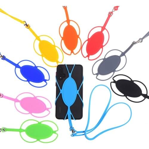 Universal 4.5-6in Silicone Cell Phone Lanyard Holder Case Cover Phone Neck Strap