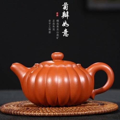 Yixing Purple Sand Tea Ware Raw Mine Zhumu Ribbon Ware Julei Ruyi Pot Guogong Handmade Wang Zhenxue Purple Sand Tea Pot