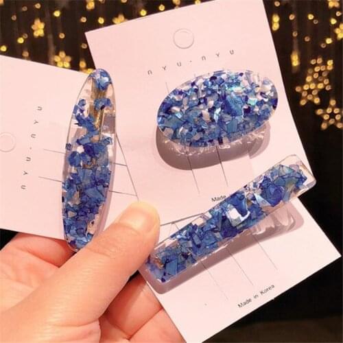 Korea Pink Shell Hairpins Vintage Geometric Oval Crystal Hair Clips Hair Accessories for Women Japan Chic Hairgrip Barrettes