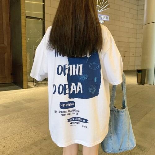 Xia Kawaii Print Pattern Short-Sleeved t-Shirt Female Korean Style Harajuku Vintage Hawaiian Vacation Womens t-Shirt