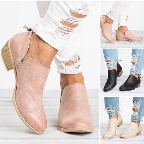 Autumn Women Shoes Retro High Heel Ankle Boots Female Block Mid Heels Casual Botas Mujer Booties Feminina