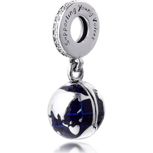 Woman DIY Charms Unicef Our Blue Planet Dangle Sterling Silver Jewelry Fits Original Snake Chain Bracelets 2021 Valentines Gift