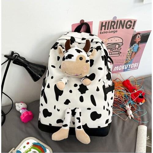 Women Casual Backpack Trendy Cow Style Daypack Lightweight Laptop Bookbag Cute Shoulder Bags for Daily Use