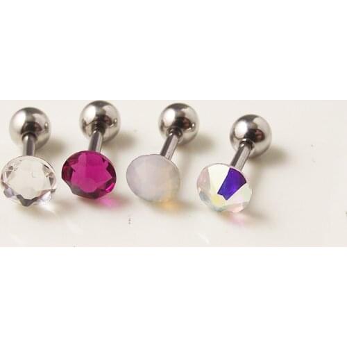 1 Piece 16G 1.2x6x5mm Crystal Earring Ear Stud Stainless Steel Ball Opal Tragus Ear Piercing Helix Body Jewelry