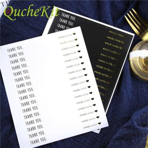 160pcs/10 Sheets Bronzing Long Strip Thank You Sticker Handmade Baking Scrapbooking Seal Labels Birthday Party Gift Decoration