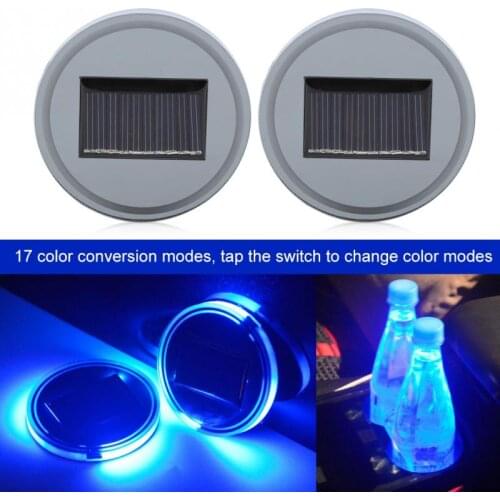 2pcs Solar LED Cup Pad Holder RGB 7 Colors Lights USB Car Bottle Bottom Mat