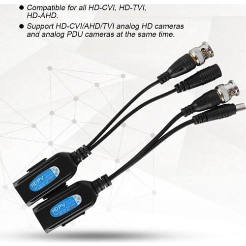 2pcs DC-8MHZ Passive CCTV Coax BNC Video Power Balun Transceiver to RJ45 Connector