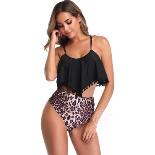 2021 Bikini Swimwear Swimsuit Women Print High Waist Bikini Set Back Cross Bandeau Bathing Suit Female Beach Wear Biquini