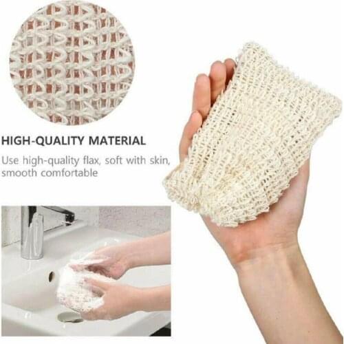5pcs Soap Bags for Shower Natural Ramie Soap Saver Pouch Homemade Soap Mesh Bag with Drawstring