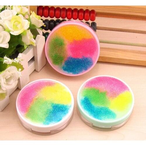 5pcs new beautiful Portable handwork DIY Cute glittering Rainbow Contact Lens Case with Mirror for Color Lenses Gift for Girls