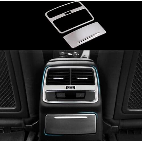 Car accessories 2pcs Stainless Steel Rear Armrest Air Outlet Frame Cover Trim For Audi A5 2018 & A4 B9 2017-2018