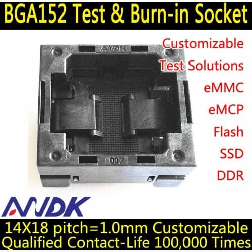 BGA152 14x18_1.0mm,test and burn-in socket,open top,for BGA152,BGA132 and BGA88 flash testing,BGA programmer
