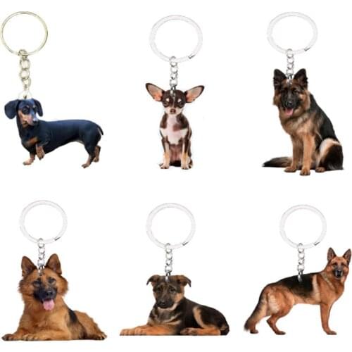 Dog Charms Keychain 6pcs/set Animal NOT 3D Llaveros Cute for Best Friends Boyfriend Gift Car Key on The Backpack Purse Anime