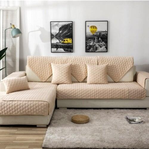 Crystal Velvet Sofa Cover Solid Plush Plush Sofa Cushion Towel for Living Room Furniture Decor Slipcovers Non-slip Couch Covers