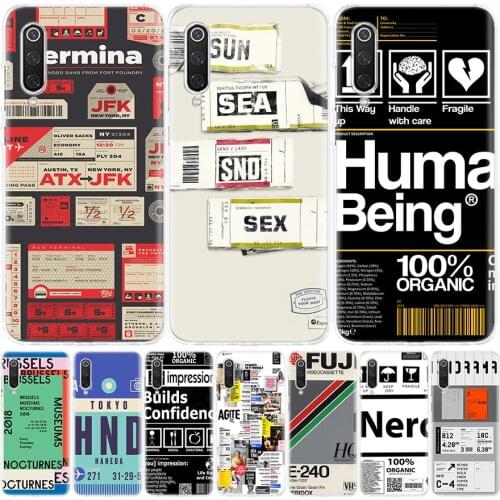 Ins Stamp Label Barcode Phone Case for Xiaomi Note 10 Mi 11 9 8 CC9 5X 6X A1 A2 A3 9T 10T Lite Pro Poco F1 X3 NFC F3 Cover Coque