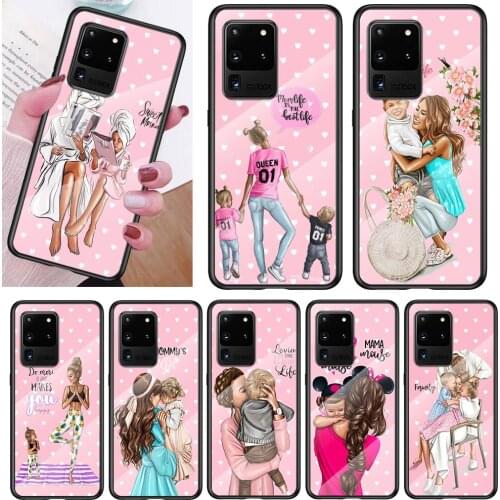 Tempered Glass Cover Hot Mom Love Baby For Samsung Note 20 Ultra Note 10 Lite Plus 5G Note 8 Note 9 Phone Case