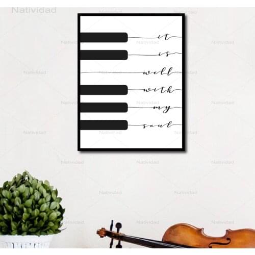 Black and White Piano Keyboard Posters Sheet Music Art Canvas Painting Pictures Living Room Bedroom Home Wall Art Decoration