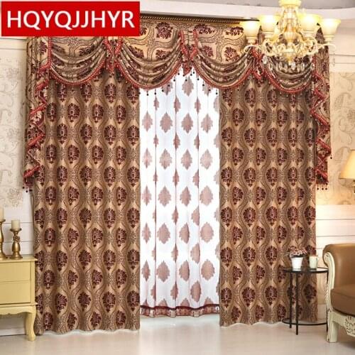 European classic jacquard blackout curtains for living Room sheer curtains for kitchen window curtain bedroom custom finished
