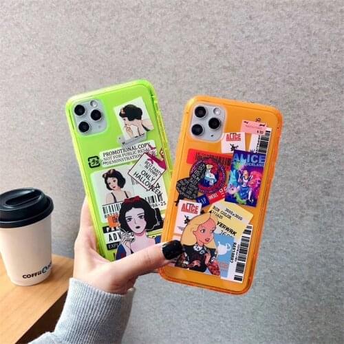 Fluorescent Color Art comics Cartoon Phone Case For iPhone 11 Pro Max SE X XR XS Max 7 8 Plus Fashion Clear Soft Silicone Cover