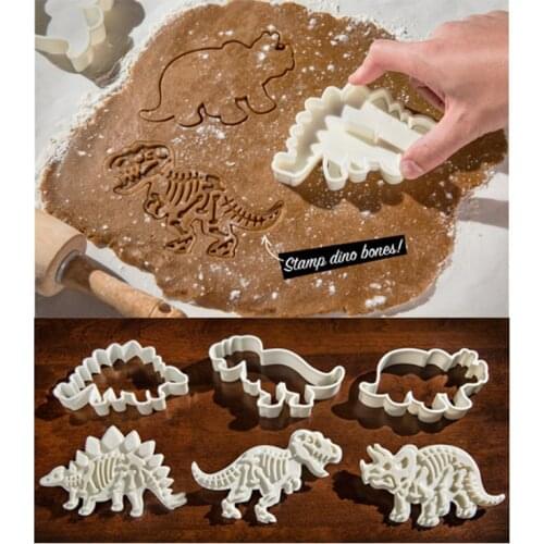 3PCS Dinosaur Cookies Cutter Mold Dinosaur Biscuit Embossing Mould Sugar craft Dessert Baking Silicone Mold for Sop