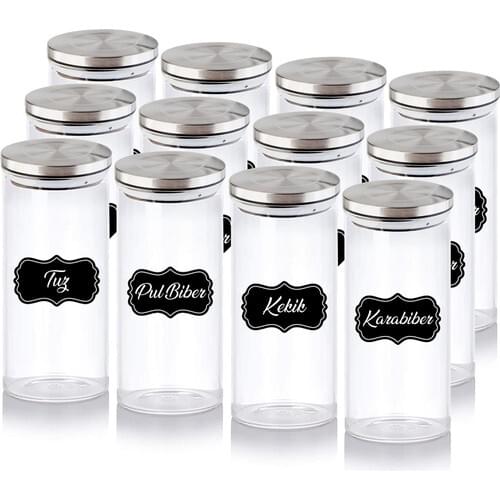 Mama Camilla Labeled 12 Piece 350 ml Borosilicate Glass Jar With Metal Lid Vacuum 350 ml