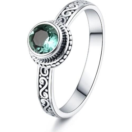 L&P Baroque Fashion Green Crystal Ring For Women 100% 925 Sterling Silver Handmade Ring Accessories Wholesale